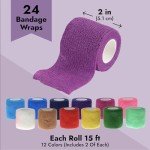 Self-Adhesive Bandage Roll (24 Pack) - 12 Colors