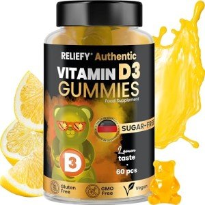Vegan Vitamin D Gummies for Adults, Natural Lemon Flavor