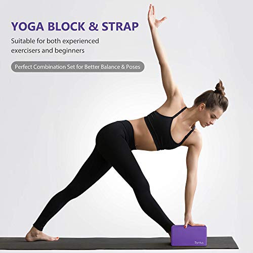 Set of 2 Non-Slip Yoga Blocks with Straps