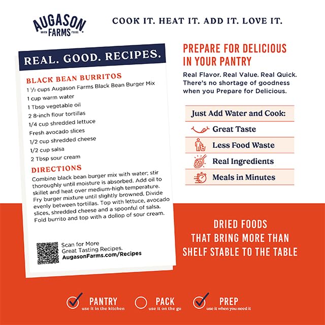 Augason Farms Gluten-Free Black Bean Burger, 2 lbs