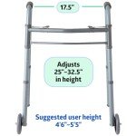 Lightweight Folding Walker with 5” Wheels - 4 Pack