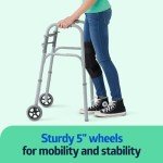 Lightweight Folding Walker with 5” Wheels - 4 Pack