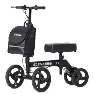 ELENKER Deluxe Steerable Knee Walker Scooter - Black