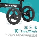 ELENKER Deluxe Steerable Knee Walker Scooter - Black