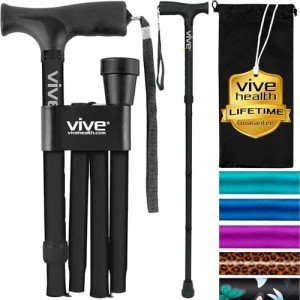 Vive Adjustable Lightweight Foldable Walking Cane