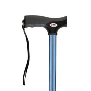 Adjustable Soft Grip Cane with Wrist Strap - Blue