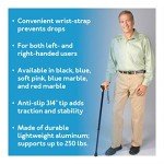 Adjustable Soft Grip Cane with Wrist Strap - Blue