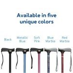 Adjustable Soft Grip Cane with Wrist Strap - Blue