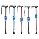 Adjustable Soft Grip Cane with Wrist Strap - Blue