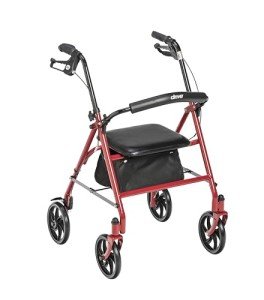 Drive Medical 4-Wheel Rollator in Red