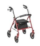 Drive Medical 4-Wheel Rollator in Red