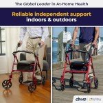 Drive Medical 4-Wheel Rollator in Red