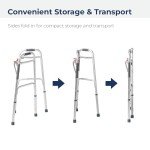 Drive Medical Deluxe Folding Walker with Two Buttons