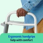 Medline Folding Walker with Wheels and Two Buttons