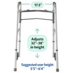 Medline Folding Walker with Wheels and Two Buttons