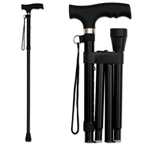 Lightweight Adjustable Folding Walking Cane - Black