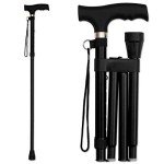 Lightweight Adjustable Folding Walking Cane - Black