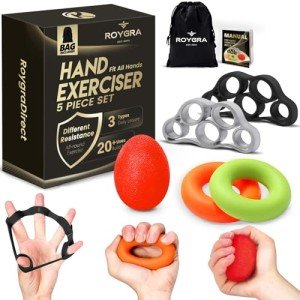 Roygra Finger Strengthener: 5 Resistance Hand Exerciser Kit