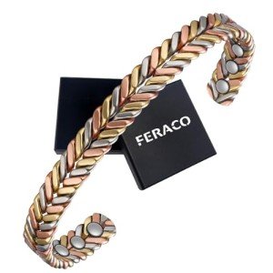 Feraco Women's Copper Magnetic Bracelet Cuff Bangle