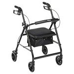Drive Medical Foldable Walker with Seat, Black