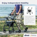Drive Medical Foldable Walker with Seat, Black