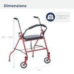 Drive Medical Foldable Rollator Walker with Seat