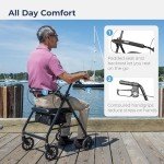 Drive Medical Foldable Walker with Seat, Black