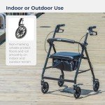 Drive Medical Foldable Walker with Seat, Black