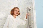 Brushed Nickel Shower Grab Bar with Comfort Grip