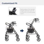 Drive Medical Foldable Walker with Seat, Black