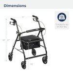 Drive Medical Foldable Walker with Seat, Black