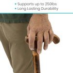 Ergonomic Wooden Walking Stick Cane for Balance