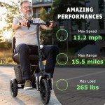 Foldable 3-Wheel Electric Mobility Scooter for Adults