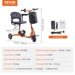 VEVOR 3 Wheel Mobility Scooter for Seniors