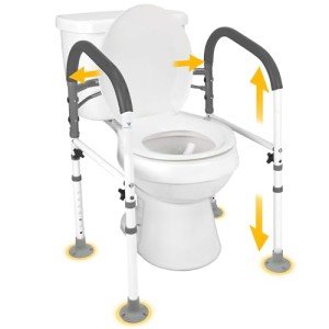 Adjustable Toilet Safety Rails with Handrail Support