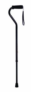 Height Adjustable Offset Handle Walking Cane - Black