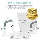 Vive Adjustable Toilet Safety Rail with Handrails