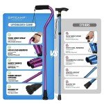 Lightweight Folding Cane with Cushioned Handle - Purple