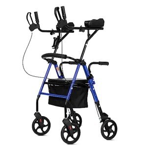 ELENKER Lightweight Adjustable Upright Walker with Seat