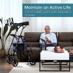 ELENKER Lightweight Adjustable Upright Walker with Seat