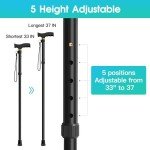 Adjustable Folding Cane for Limited Mobility (Black)