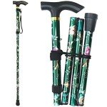 Floral Green Adjustable Folding Cane for Seniors