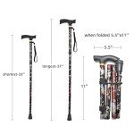 Floral Green Adjustable Folding Cane for Seniors