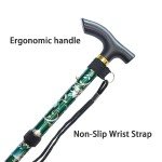Floral Green Adjustable Folding Cane for Seniors