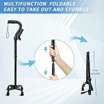Adjustable Folding Walking Cane with 4-Prong Base