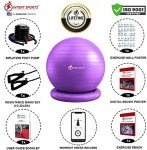 Yoga Ball Chair with Resistance Bands - Purple