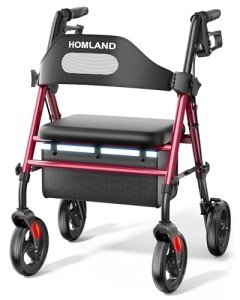 Foldable Rollator Walker with Seat and Big Wheels
