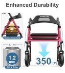 Foldable Rollator Walker with Seat and Big Wheels