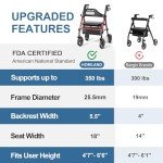 Foldable Rollator Walker with Seat and Big Wheels
