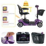 Purple 4-Wheel Folding Mobility Scooter, 265 lbs Capacity